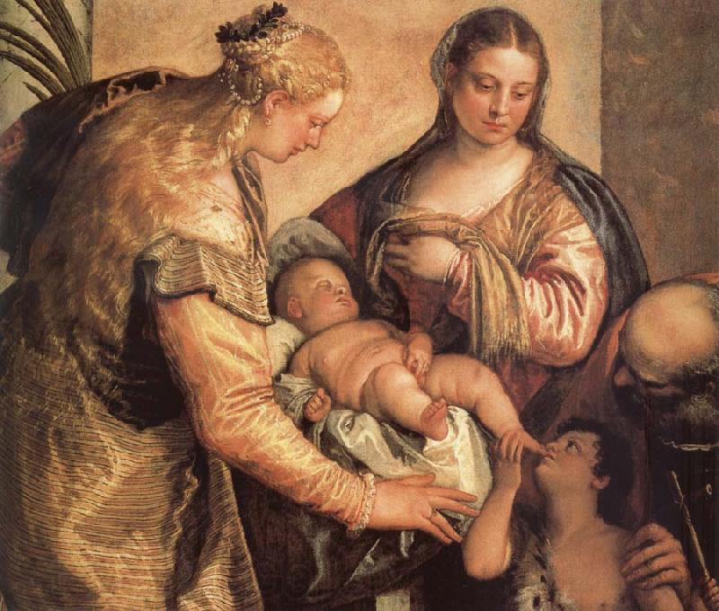 Paolo Veronese The Sacred one Famililia with Holy Barbara and the young one San Juan the Baptist one